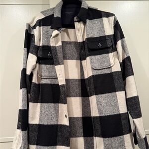 All Saints Flannel Black and White Plaid Jacket